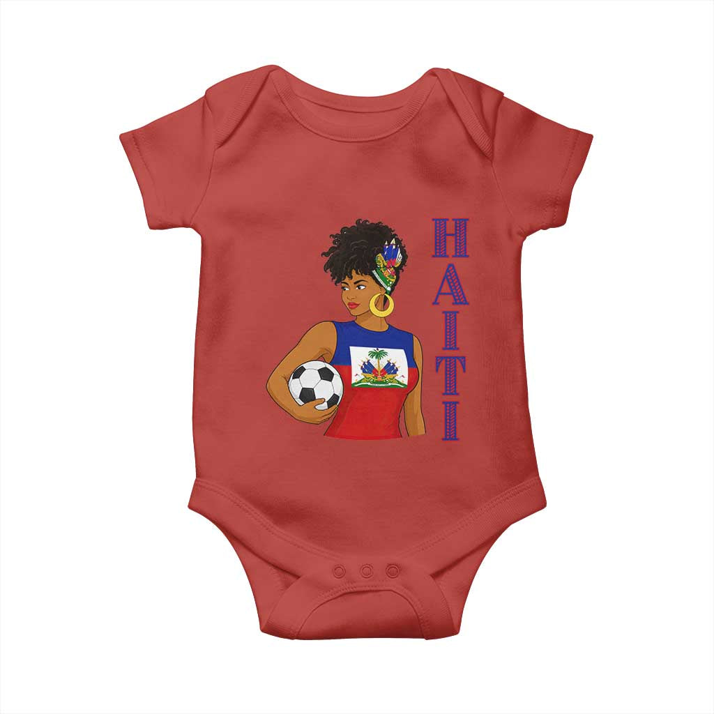 Haitian Soccer Fan Girl Baby Onesie Ayiti Heritage Pride Football Lover TS12 Red Print Your Wear