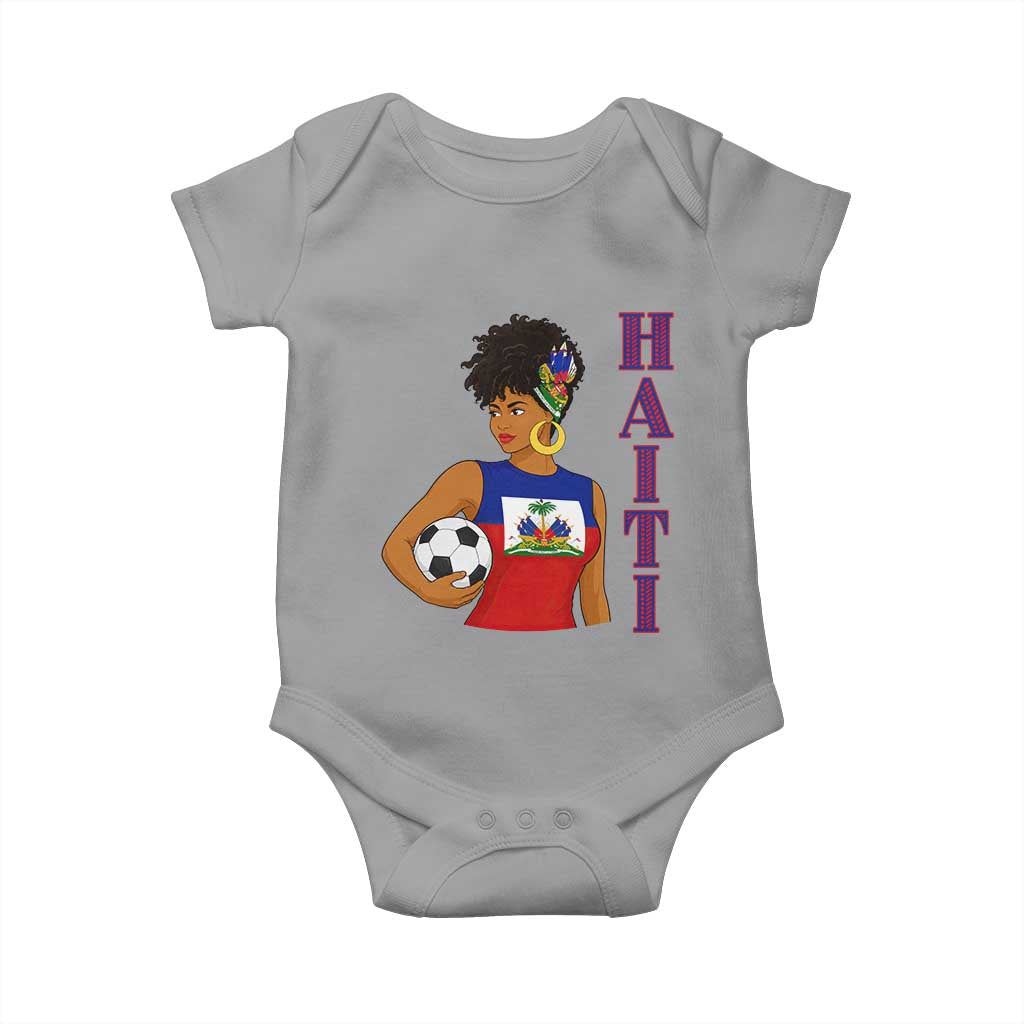 Haitian Soccer Fan Girl Baby Onesie Ayiti Heritage Pride Football Lover TS12 Sport Gray Print Your Wear