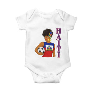 Haitian Soccer Fan Girl Baby Onesie Ayiti Heritage Pride Football Lover TS12 White Print Your Wear