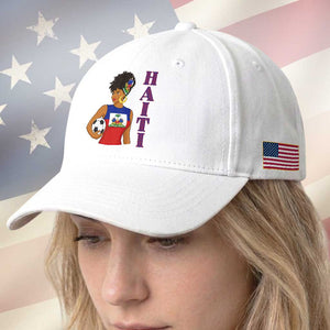 Haitian Soccer Fan Girl Baseball Cap Ayiti Heritage Pride Football Lover