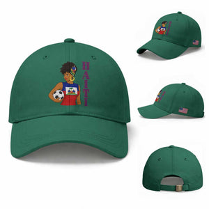 Haitian Soccer Fan Girl Baseball Cap Ayiti Heritage Pride Football Lover