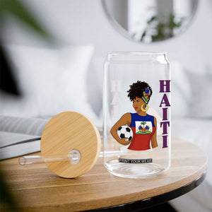 Haitian Soccer Fan Girl Glass Can Ayiti Heritage Pride Football Lover