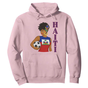 Haitian Soccer Fan Girl Hoodie Ayiti Heritage Pride Football Lover TS12 Light Pink Print Your Wear