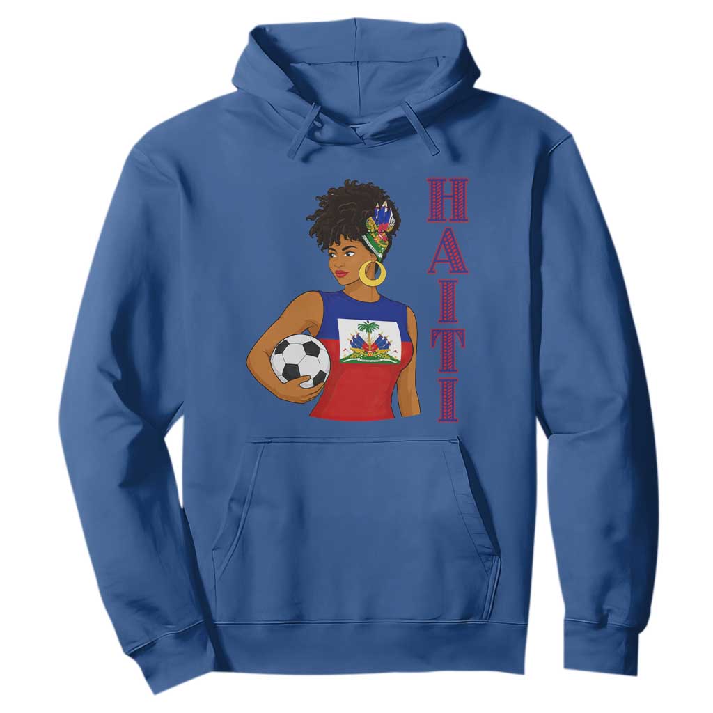 Haitian Soccer Fan Girl Hoodie Ayiti Heritage Pride Football Lover TS12 Royal Blue Print Your Wear