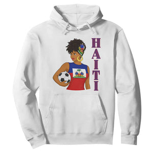 Haitian Soccer Fan Girl Hoodie Ayiti Heritage Pride Football Lover TS12 White Print Your Wear