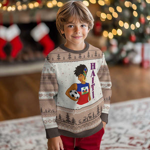 Haitian Soccer Fan Girl Ugly Christmas Sweater Ayiti Heritage Pride Football Lover