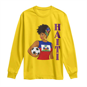 Haitian Soccer Fan Girl Long Sleeve Shirt Ayiti Heritage Pride Football Lover