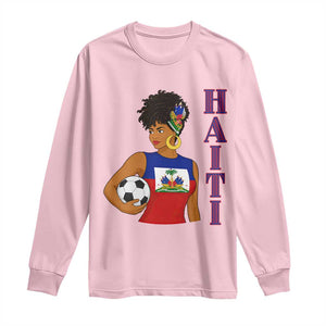 Haitian Soccer Fan Girl Long Sleeve Shirt Ayiti Heritage Pride Football Lover