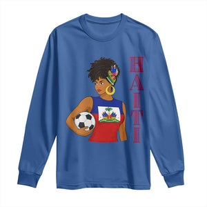 Haitian Soccer Fan Girl Long Sleeve Shirt Ayiti Heritage Pride Football Lover