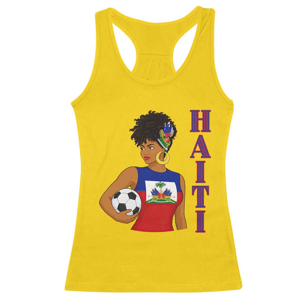 Haitian Soccer Fan Girl Racerback Tank Top Ayiti Heritage Pride Football Lover TS12 Daisy Print Your Wear