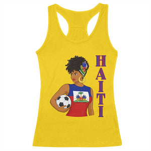 Haitian Soccer Fan Girl Racerback Tank Top Ayiti Heritage Pride Football Lover TS12 Daisy Print Your Wear