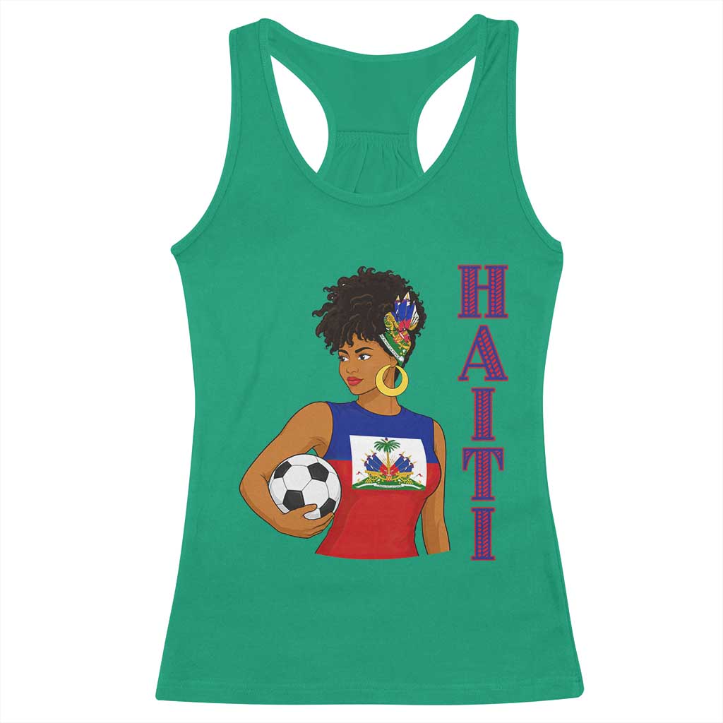 Haitian Soccer Fan Girl Racerback Tank Top Ayiti Heritage Pride Football Lover TS12 Irish Green Print Your Wear