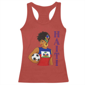 Haitian Soccer Fan Girl Racerback Tank Top Ayiti Heritage Pride Football Lover TS12 Red Print Your Wear