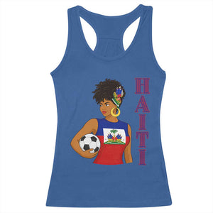 Haitian Soccer Fan Girl Racerback Tank Top Ayiti Heritage Pride Football Lover TS12 Royal Blue Print Your Wear