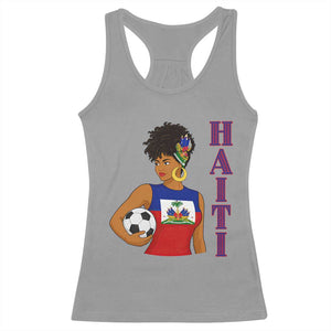 Haitian Soccer Fan Girl Racerback Tank Top Ayiti Heritage Pride Football Lover TS12 Sport Gray Print Your Wear