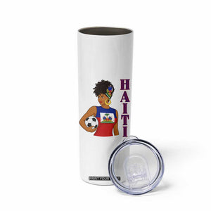 Haitian Soccer Fan Girl Skinny Tumbler Ayiti Heritage Pride Football Lover