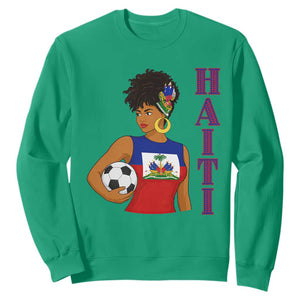 Haitian Soccer Fan Girl Sweatshirt Ayiti Heritage Pride Football Lover