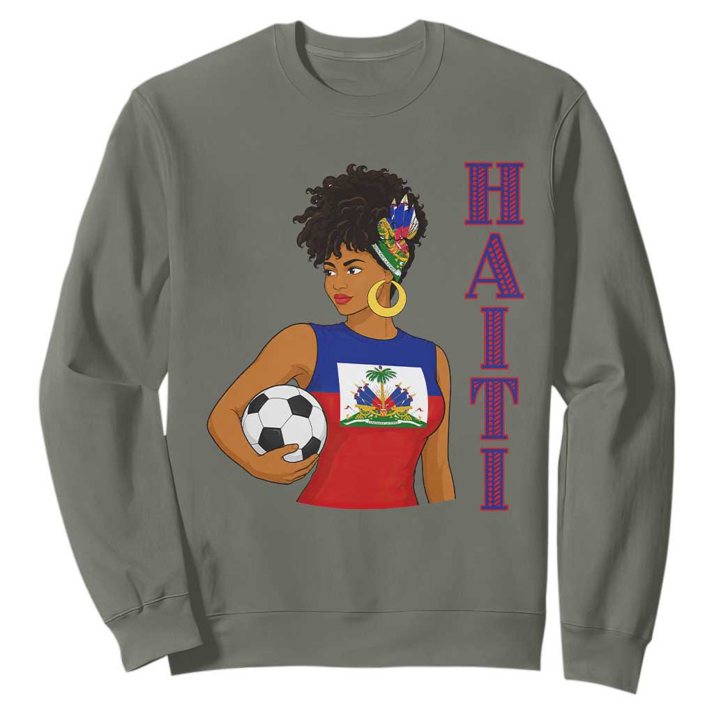 Haitian Soccer Fan Girl Sweatshirt Ayiti Heritage Pride Football Lover
