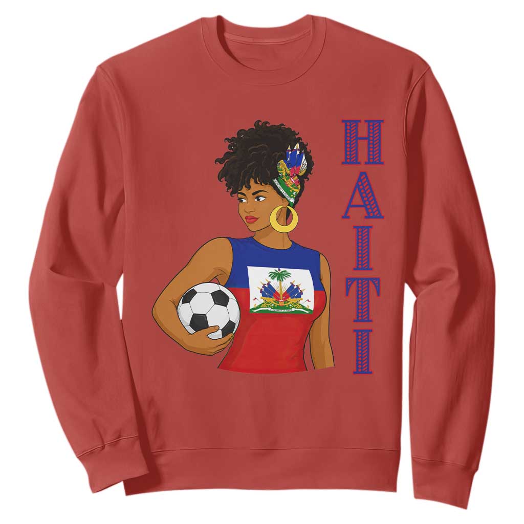 Haitian Soccer Fan Girl Sweatshirt Ayiti Heritage Pride Football Lover