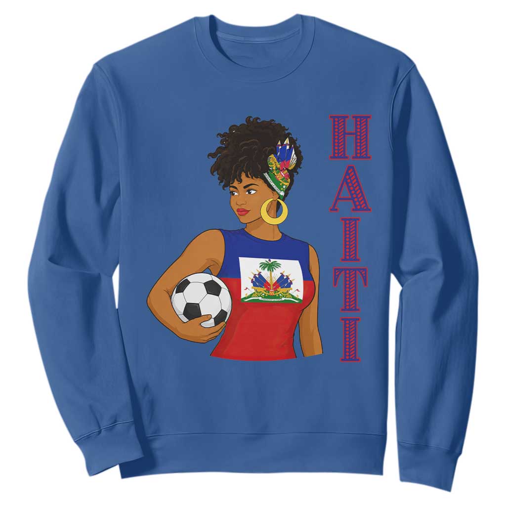 Haitian Soccer Fan Girl Sweatshirt Ayiti Heritage Pride Football Lover