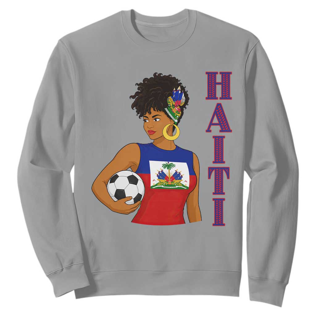 Haitian Soccer Fan Girl Sweatshirt Ayiti Heritage Pride Football Lover
