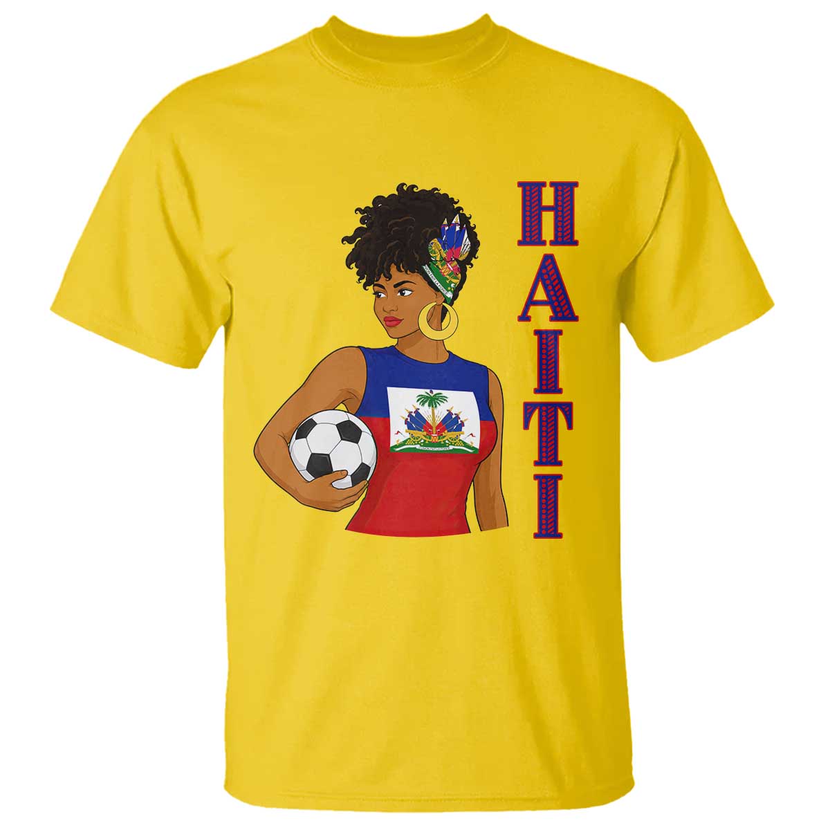 Haitian Soccer Fan Girl T Shirt Ayiti Heritage Pride Football Lover TS12 Daisy Print Your Wear