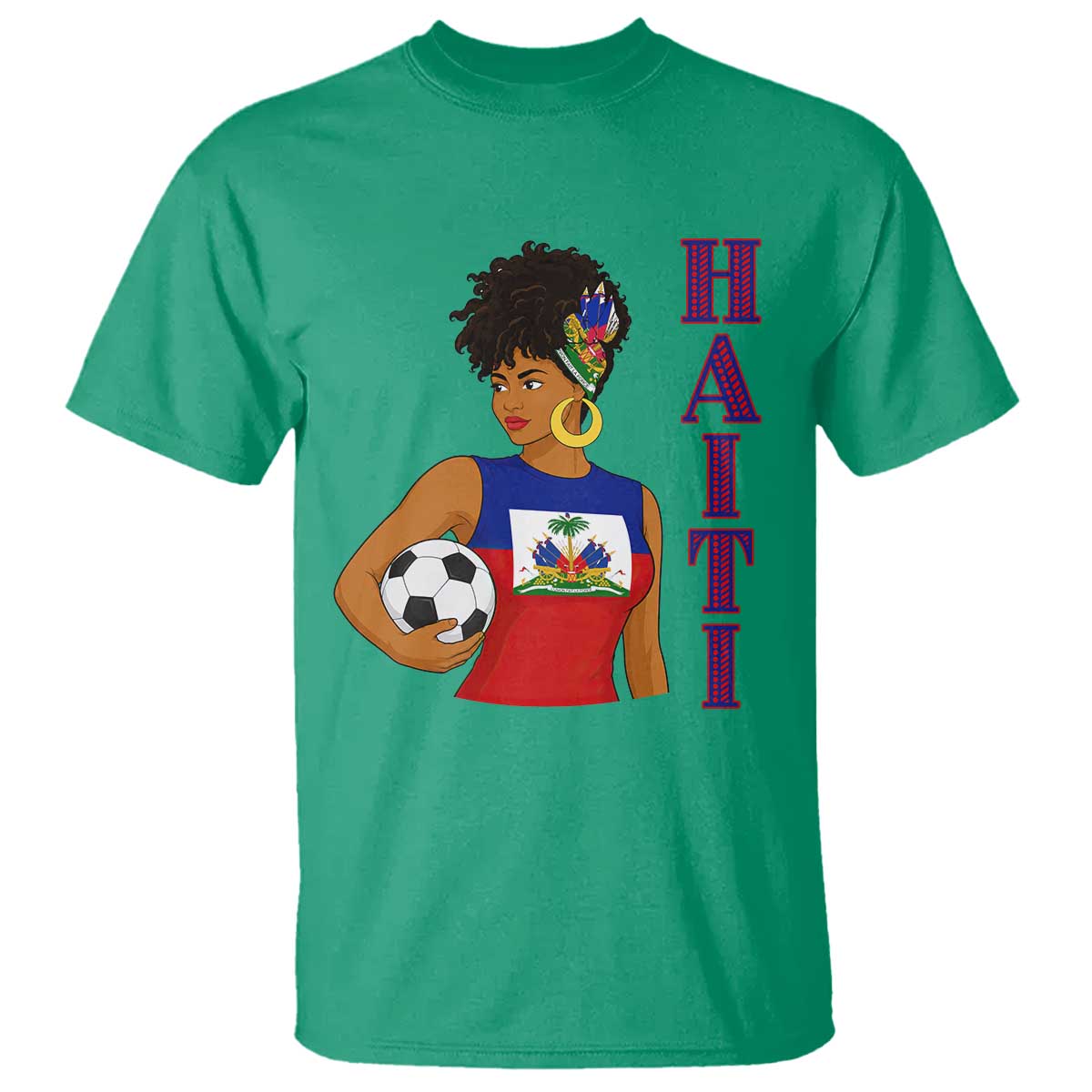Haitian Soccer Fan Girl T Shirt Ayiti Heritage Pride Football Lover TS12 Irish Green Print Your Wear
