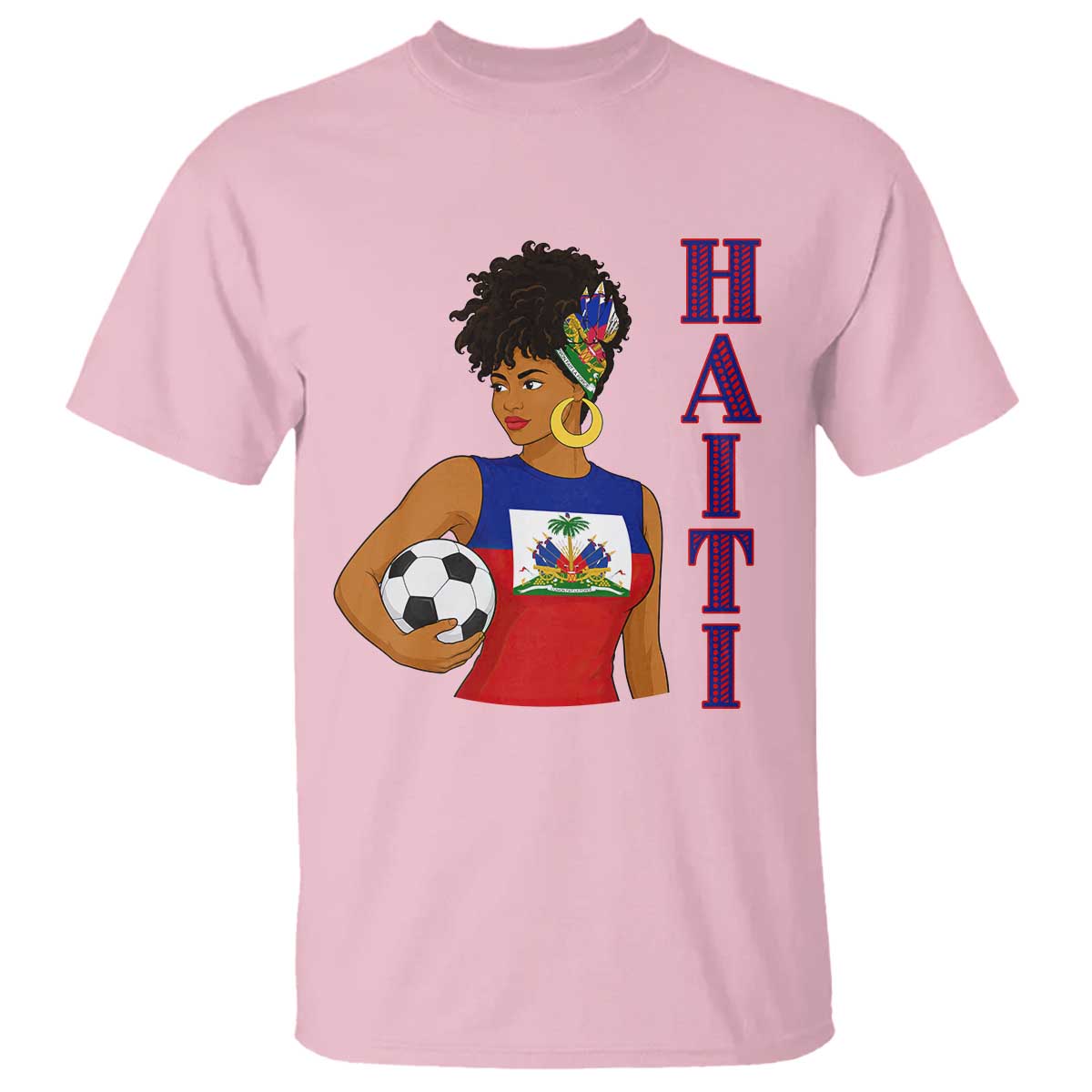 Haitian Soccer Fan Girl T Shirt Ayiti Heritage Pride Football Lover TS12 Light Pink Print Your Wear