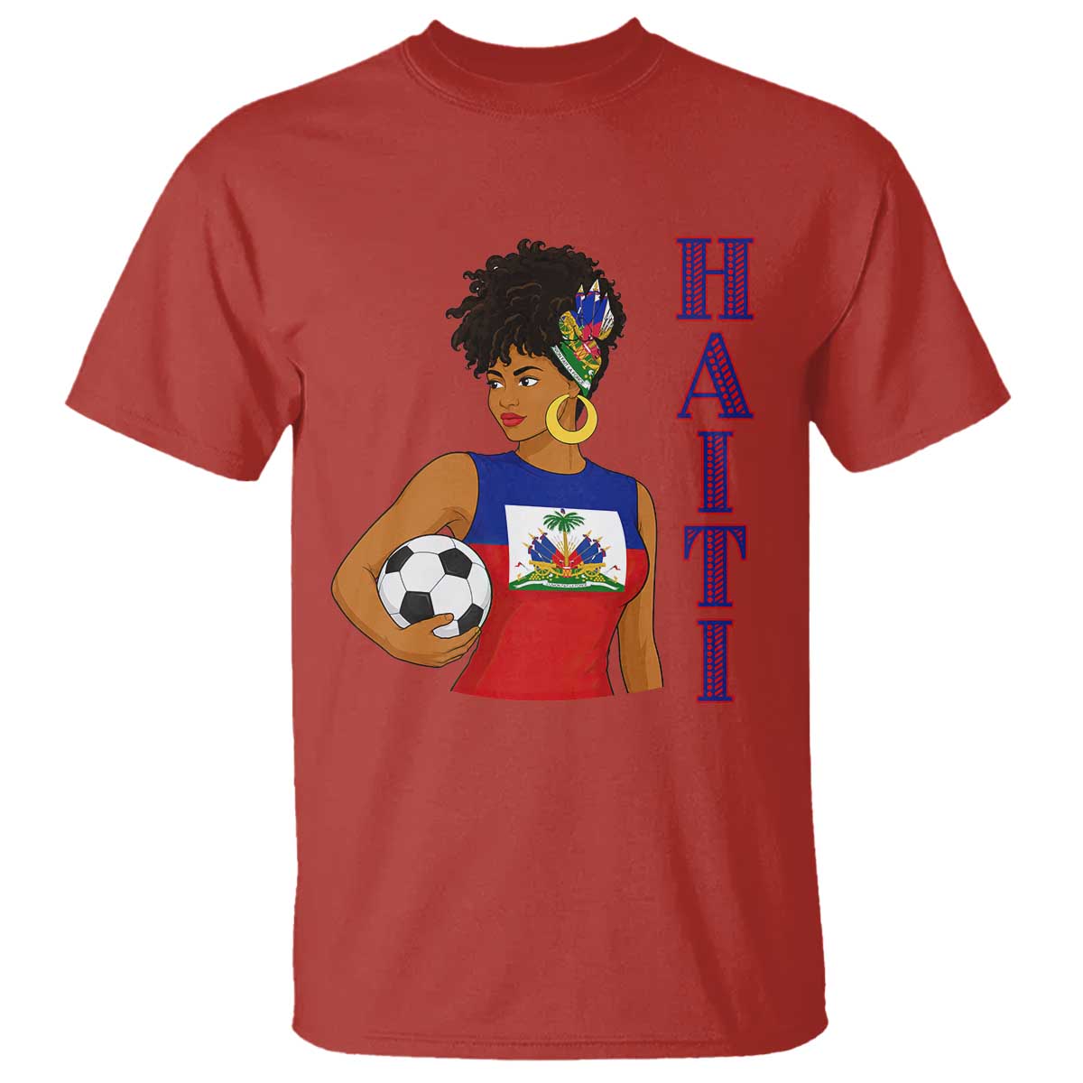 Haitian Soccer Fan Girl T Shirt Ayiti Heritage Pride Football Lover TS12 Red Print Your Wear