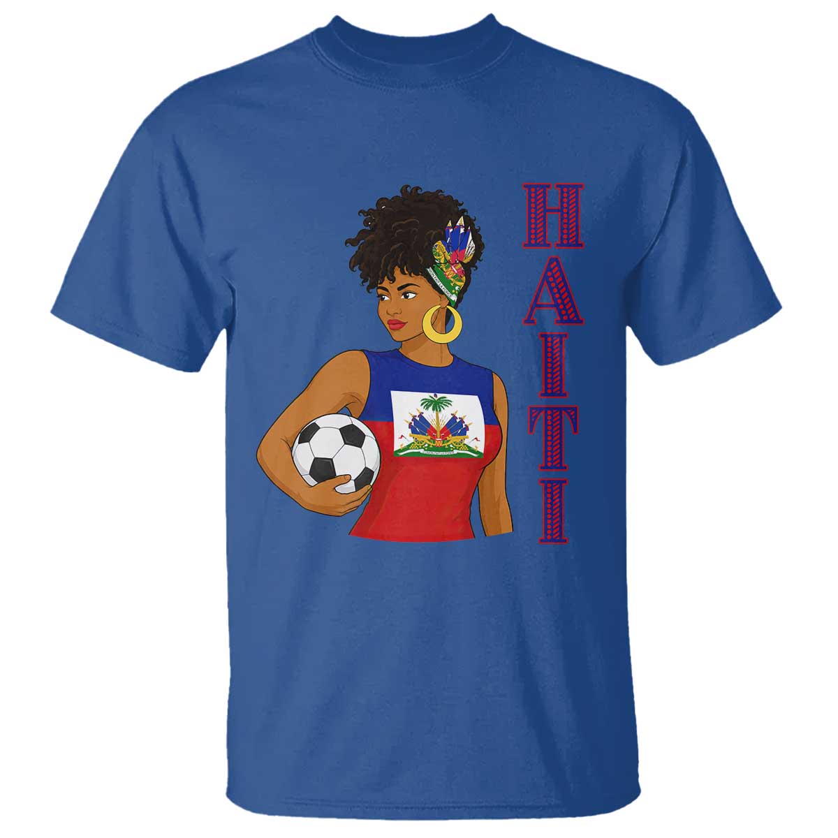 Haitian Soccer Fan Girl T Shirt Ayiti Heritage Pride Football Lover TS12 Royal Blue Print Your Wear