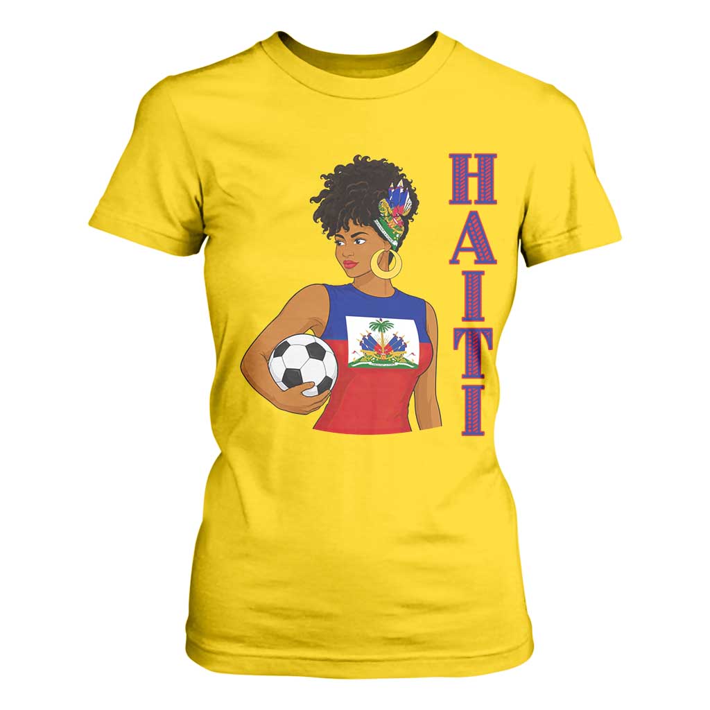 Haitian Soccer Fan Girl T Shirt For Women Ayiti Heritage Pride Football Lover TS12 Daisy Print Your Wear
