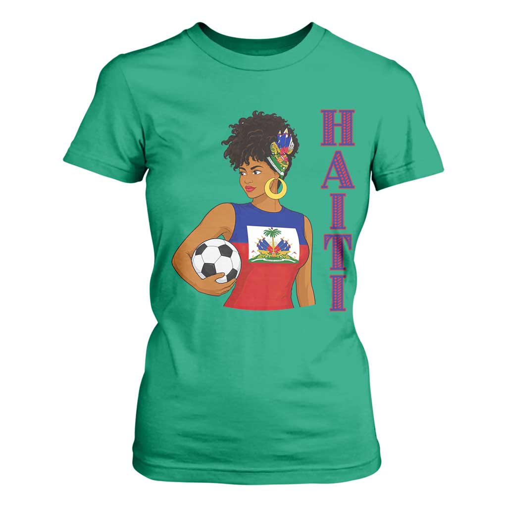 Haitian Soccer Fan Girl T Shirt For Women Ayiti Heritage Pride Football Lover TS12 Irish Green Print Your Wear