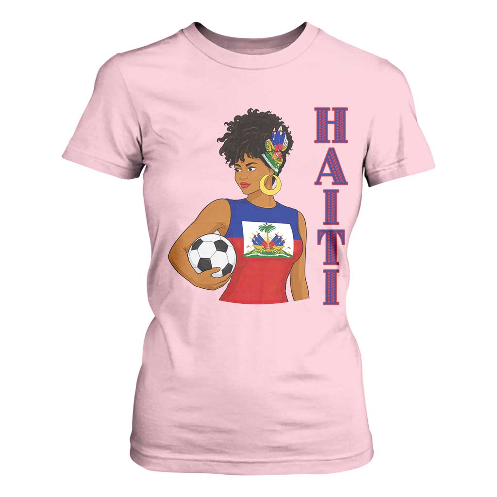 Haitian Soccer Fan Girl T Shirt For Women Ayiti Heritage Pride Football Lover TS12 Light Pink Print Your Wear