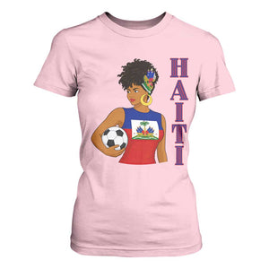 Haitian Soccer Fan Girl T Shirt For Women Ayiti Heritage Pride Football Lover TS12 Light Pink Print Your Wear