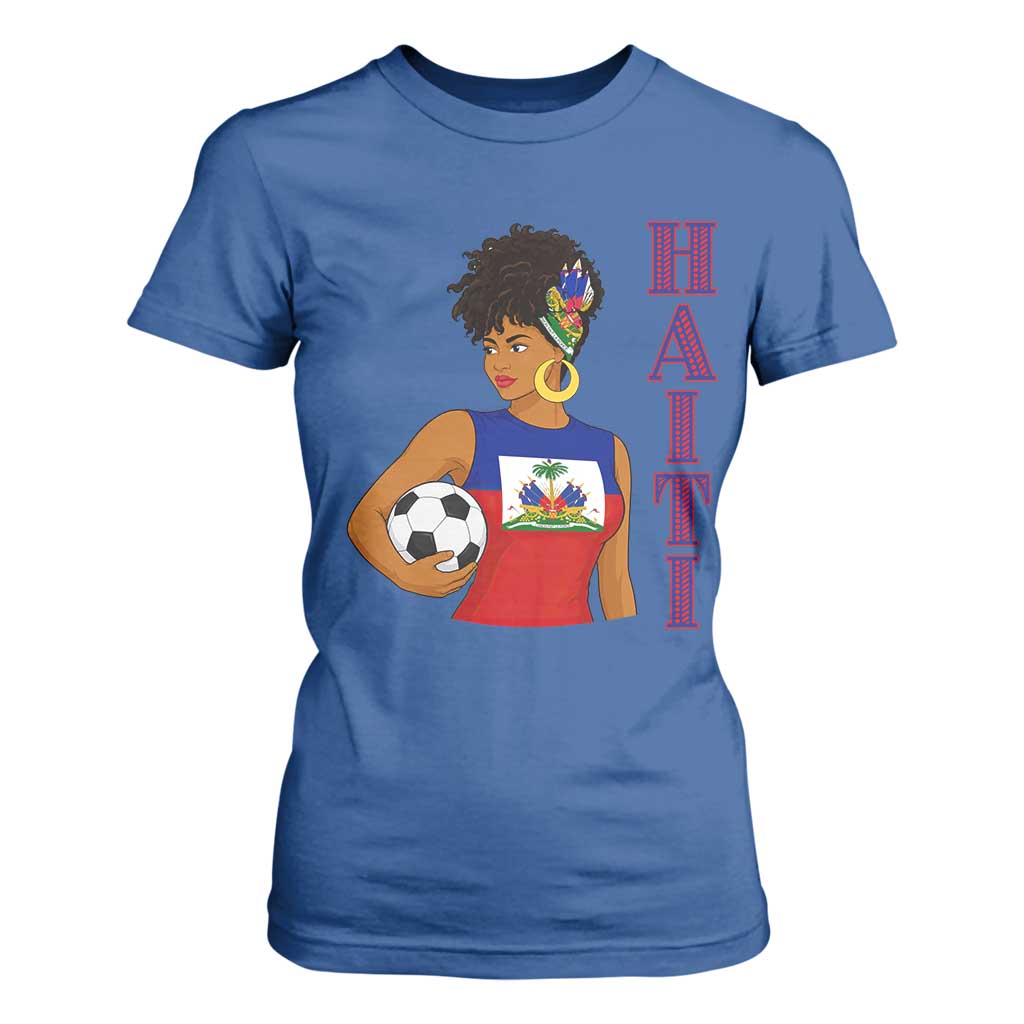 Haitian Soccer Fan Girl T Shirt For Women Ayiti Heritage Pride Football Lover TS12 Royal Blue Print Your Wear