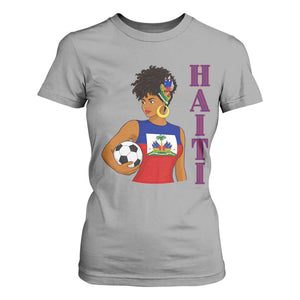 Haitian Soccer Fan Girl T Shirt For Women Ayiti Heritage Pride Football Lover TS12 Sport Gray Print Your Wear