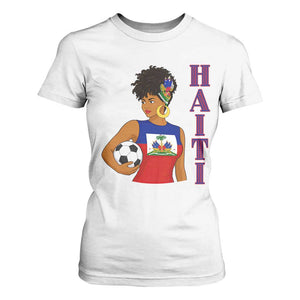 Haitian Soccer Fan Girl T Shirt For Women Ayiti Heritage Pride Football Lover TS12 White Print Your Wear
