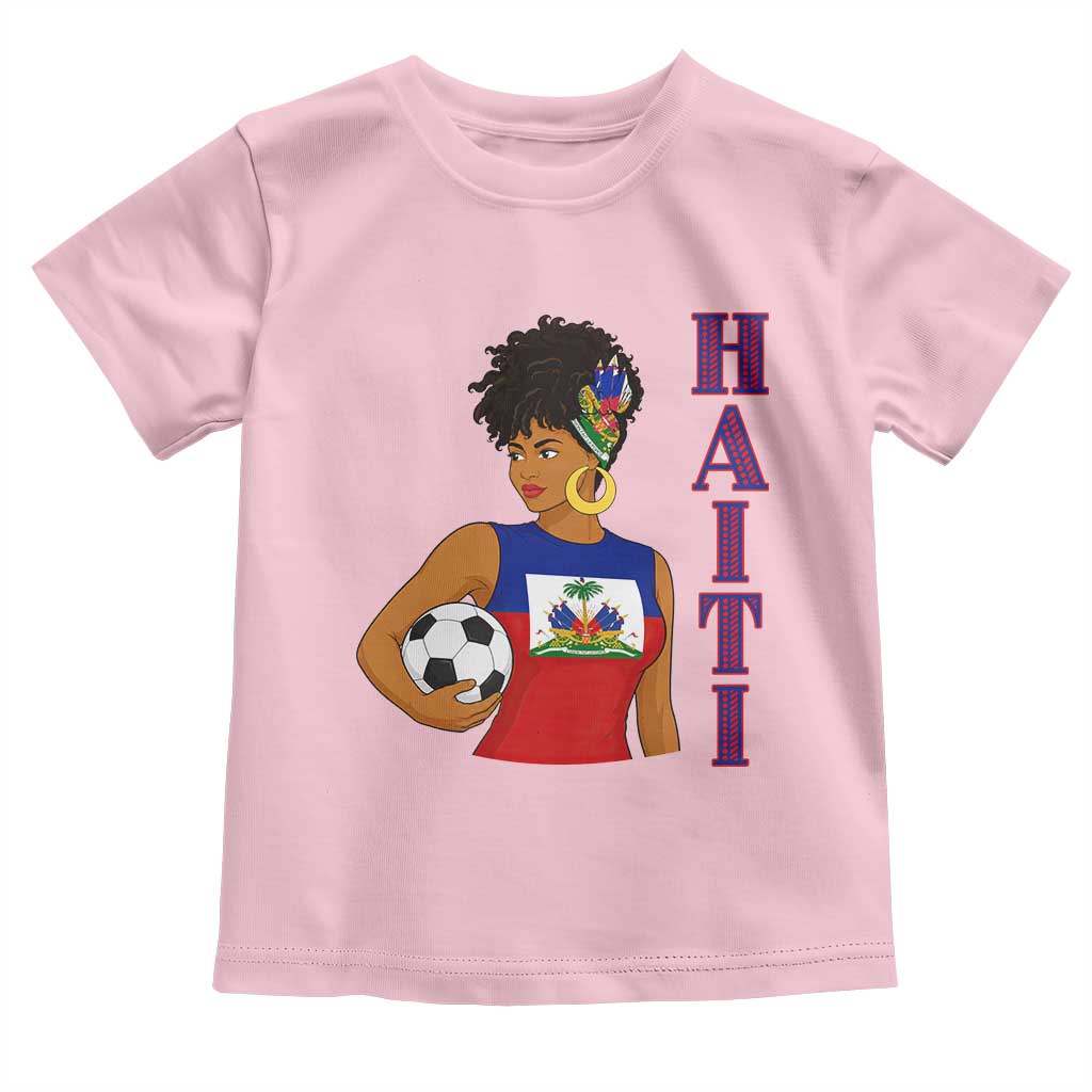 Haitian Soccer Fan Girl Toddler T Shirt Ayiti Heritage Pride Football Lover TS12 Light Pink Print Your Wear