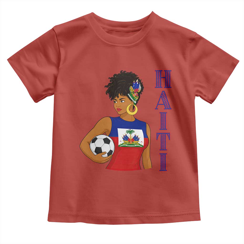 Haitian Soccer Fan Girl Toddler T Shirt Ayiti Heritage Pride Football Lover TS12 Red Print Your Wear