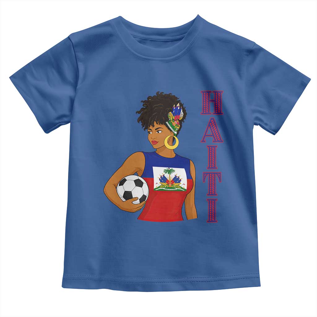 Haitian Soccer Fan Girl Toddler T Shirt Ayiti Heritage Pride Football Lover TS12 Royal Blue Print Your Wear