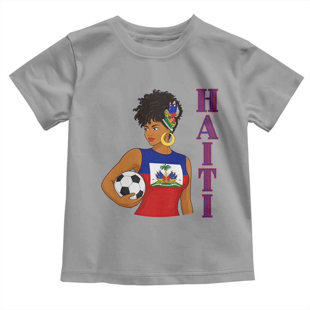 Haitian Soccer Fan Girl Toddler T Shirt Ayiti Heritage Pride Football Lover TS12 Sport Gray Print Your Wear
