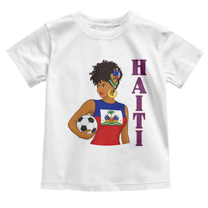 Haitian Soccer Fan Girl Toddler T Shirt Ayiti Heritage Pride Football Lover TS12 White Print Your Wear