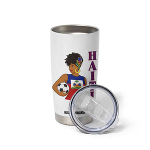 Haitian Soccer Fan Girl Tumbler Cup Ayiti Heritage Pride Football Lover