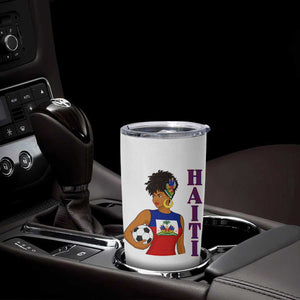 Haitian Soccer Fan Girl Tumbler Cup Ayiti Heritage Pride Football Lover
