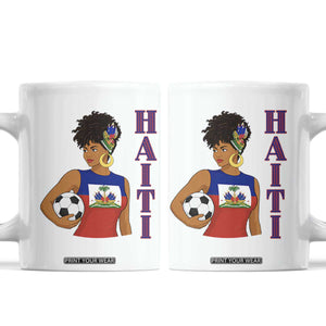 Haitian Soccer Fan Girl Coffee Mug Ayiti Heritage Pride Football Lover
