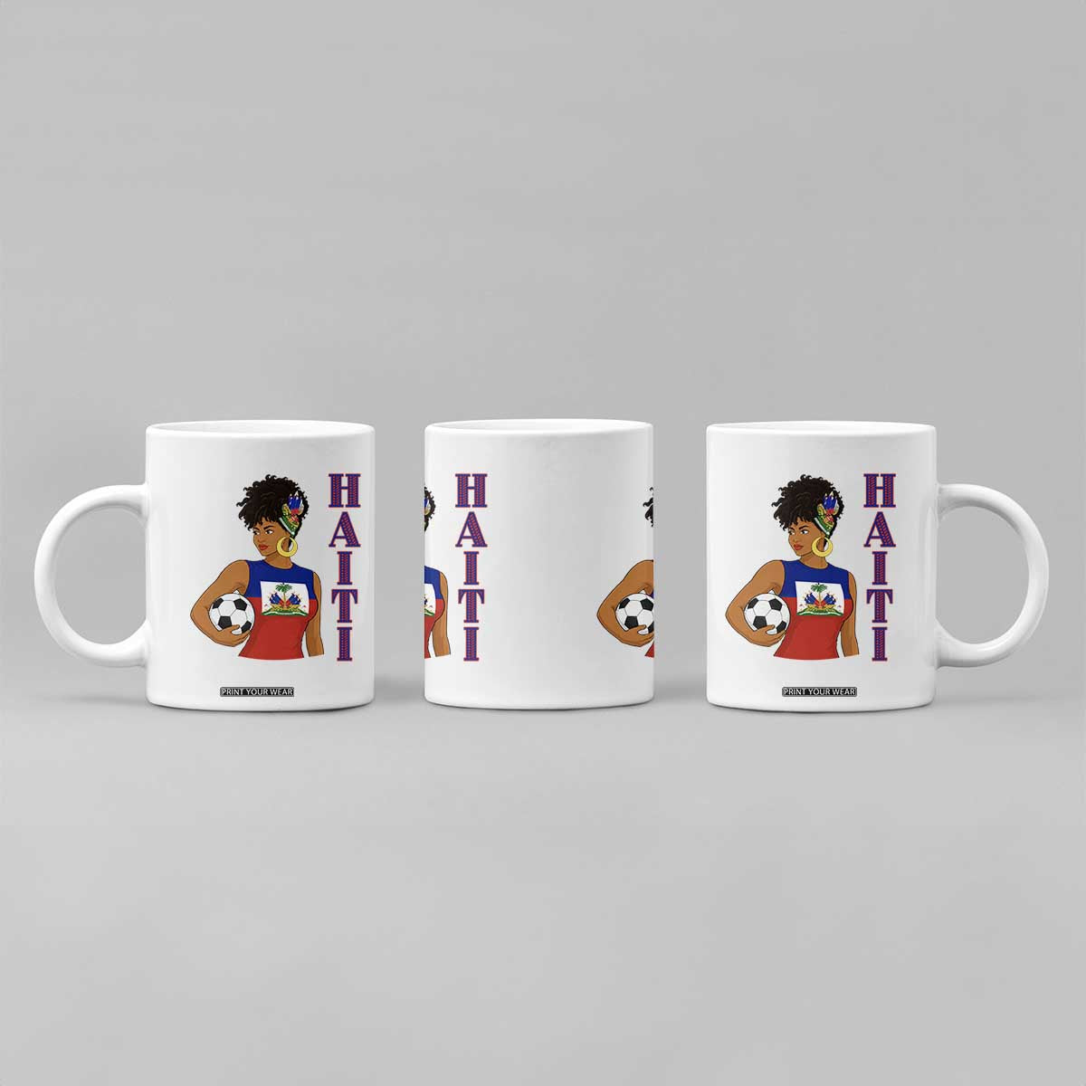 Haitian Soccer Fan Girl Coffee Mug Ayiti Heritage Pride Football Lover