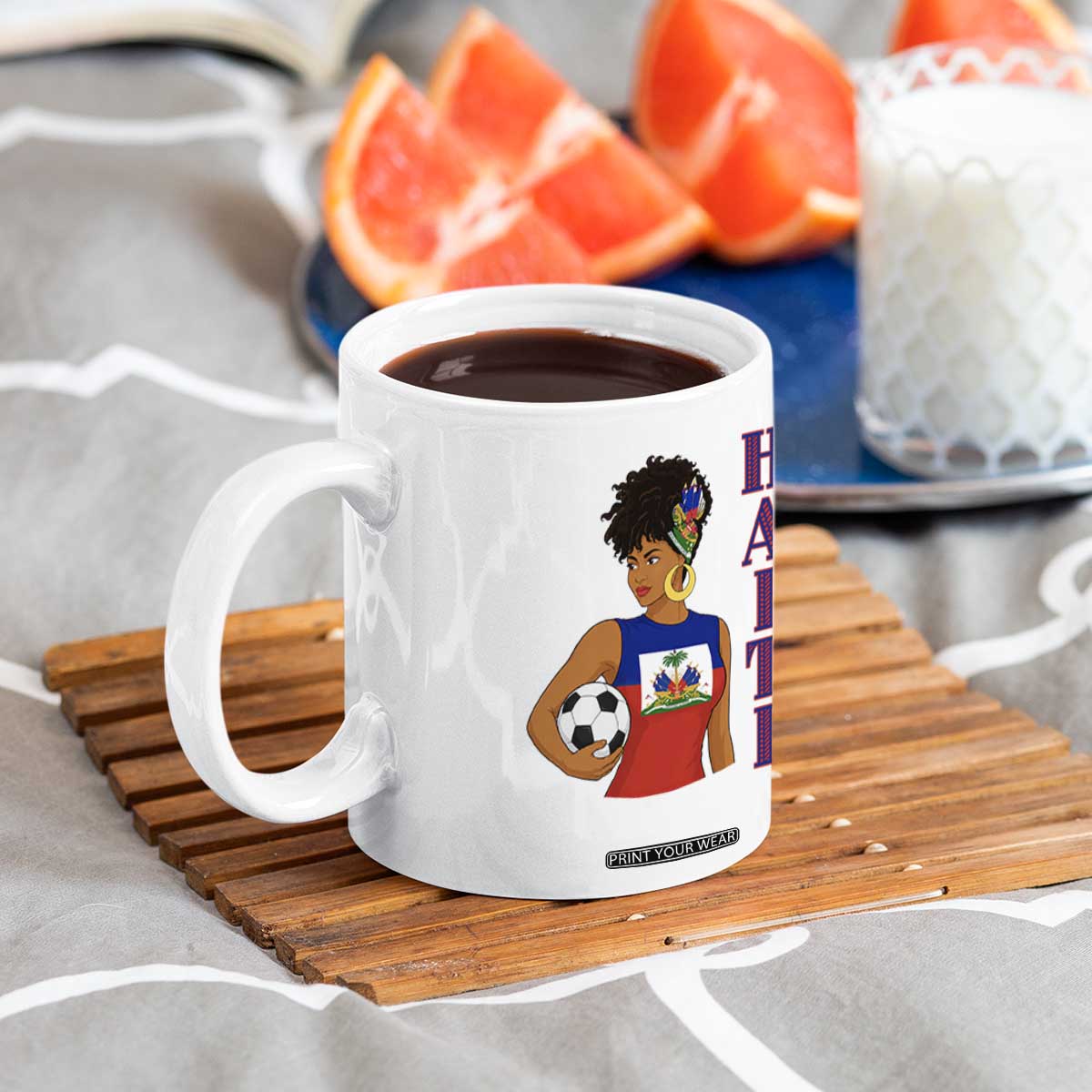 Haitian Soccer Fan Girl Coffee Mug Ayiti Heritage Pride Football Lover