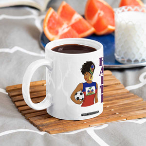 Haitian Soccer Fan Girl Coffee Mug Ayiti Heritage Pride Football Lover