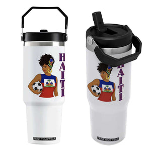 Haitian Soccer Fan Girl Flip Straw Tumbler Ayiti Heritage Pride Football Lover