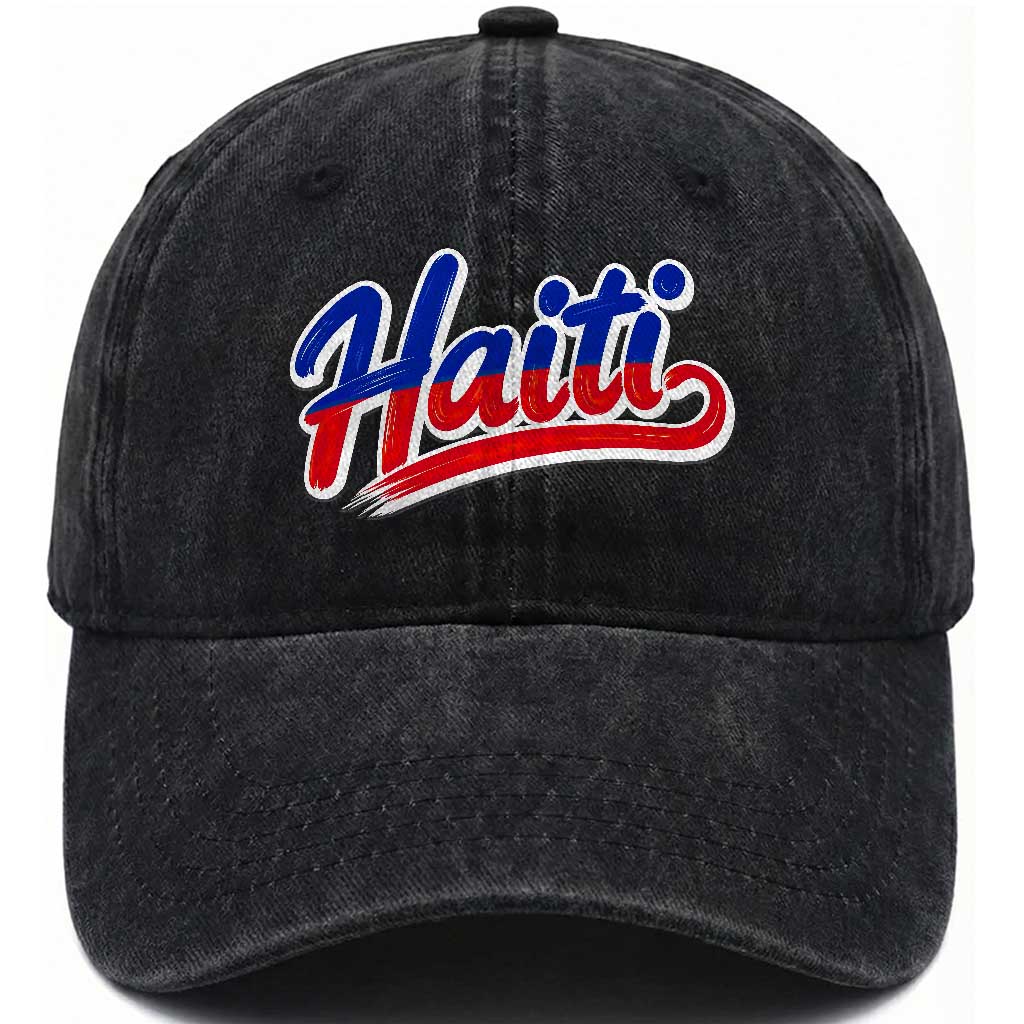 Ayiti Cheri Haiti Pride Gift For Proud Haitians Washed Cotton Baseball Cap